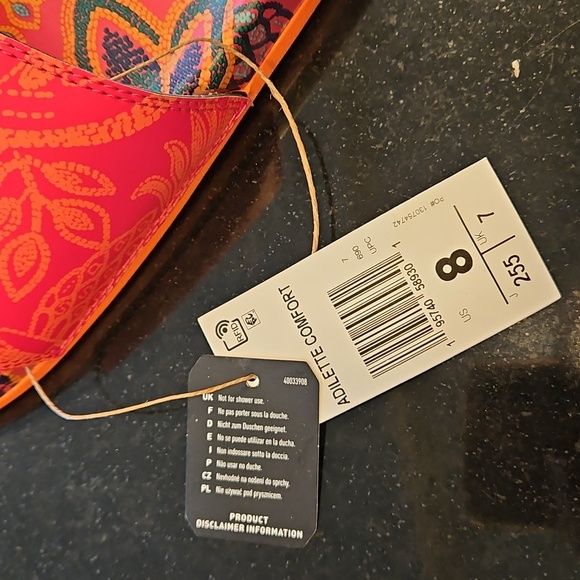 💕ADIDAS x FARM RIO💕 Adilette Comfort Slides 8 New in Box - Picture 16 of 16